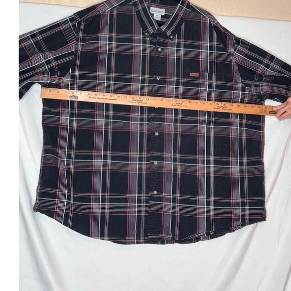 Carhartt size 4XL button-down shirt plaid blaxk/burgundy business  dark academia - Picture 6 of 8